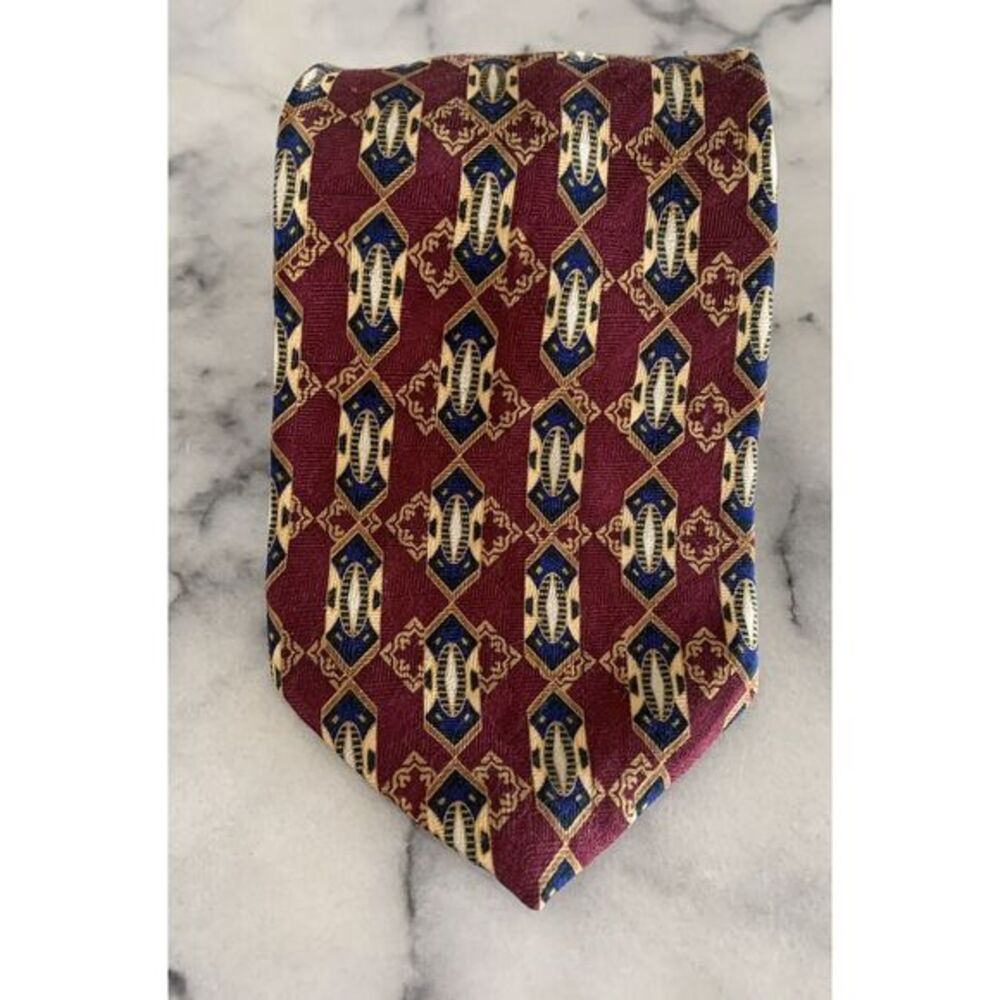Bill Blass Black Label 100% Silk Geometric Brocade Tie Made In USA